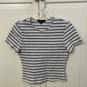Lulus Cutest Direction ivory stripe short sleeve top size L